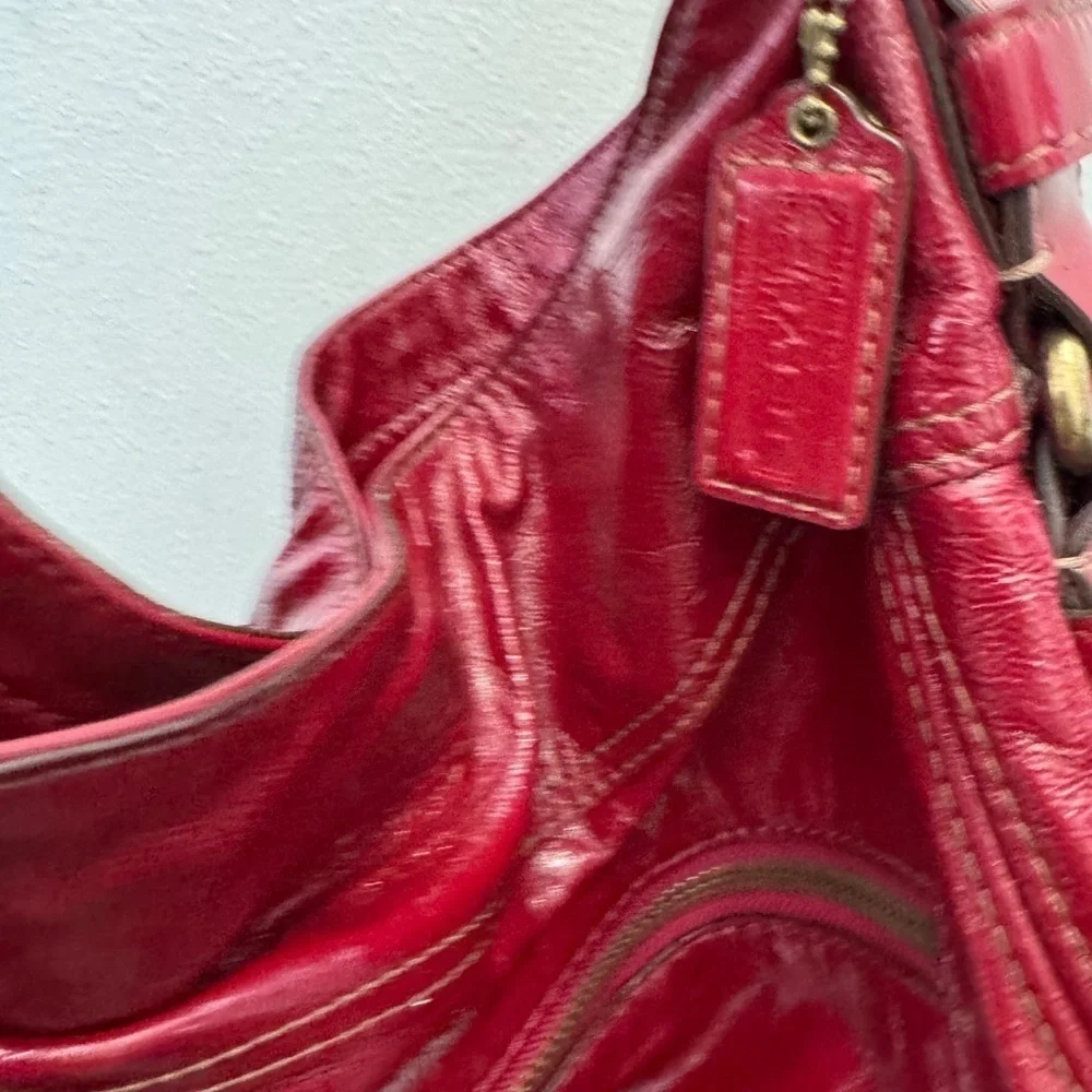 RARE Coach 12736 Zoe Editorial Red Patent XL Hobo Bag